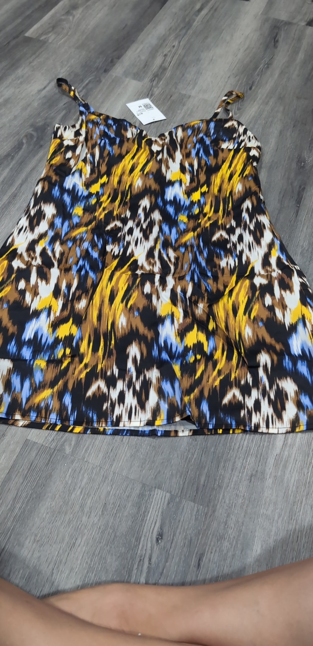 Forever 21 Leopard-Style Mini Dress in Yellow, Blue & Brown